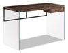 Isla 48\" Office Desk with Drawer - Brown with Glass Base
