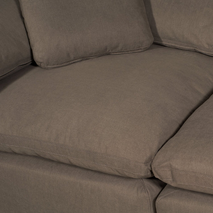 Eclipse Modular 124\" Linen-Look Fabric Sofa with Reversible Feather Down Cushions - Slate Brown