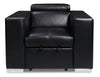 Drake Leather-Look Fabric Chair with Pull-Out Ottoman - Black  
