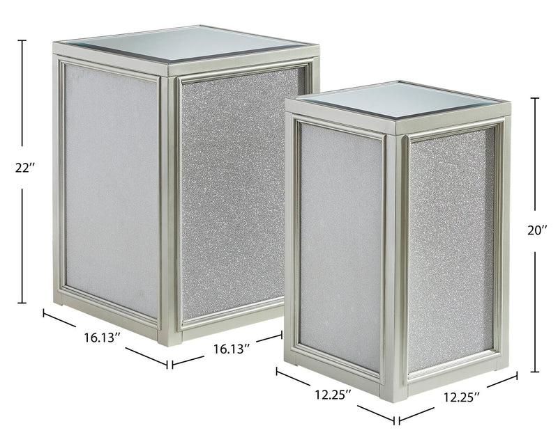 Enrica 16.13\" Glam Square Glass Top End Table - Silver Finish 