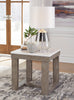 Corsa 24" Modern End Table - Marble Top with Grey Brown Wood Base|Table de bout moderne Corsa de 24 po - dessus en marbre avec base en bois gris-brun