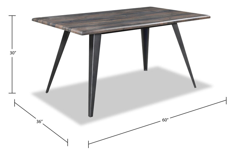 Amos 5pc Dining Set with Table & 4 Chairs, Metal, 60\"W - Grey