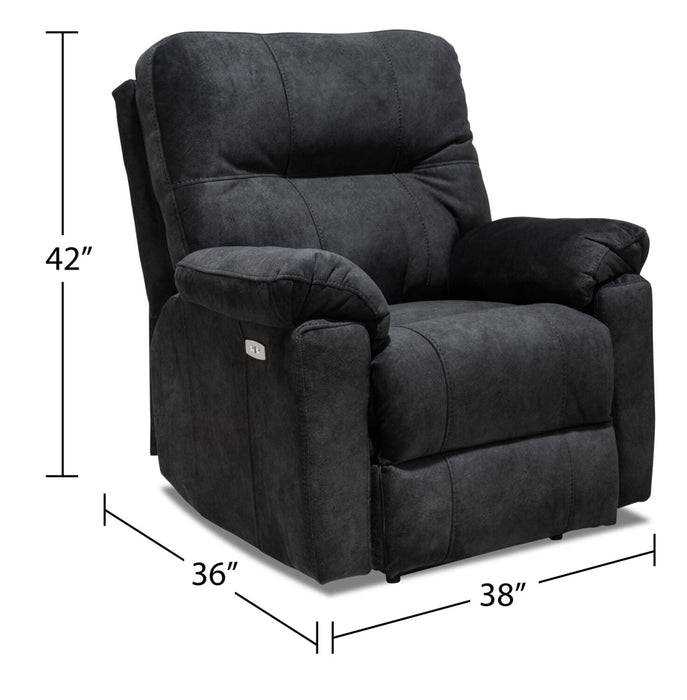 Made in Canada Gybson 38\" Fabric Power Reclining Chair - Graphite Grey