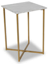Mia 15.75\" Faux Marble Chairside Table - White & Gold