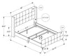 Zara Upholstered Bed in Beige Linen-Look Fabric - Button Tufted - Queen Size | Lit rembourré Zara en tissu d’apparence lin beige avec capitonnage à boutons - format grand lit