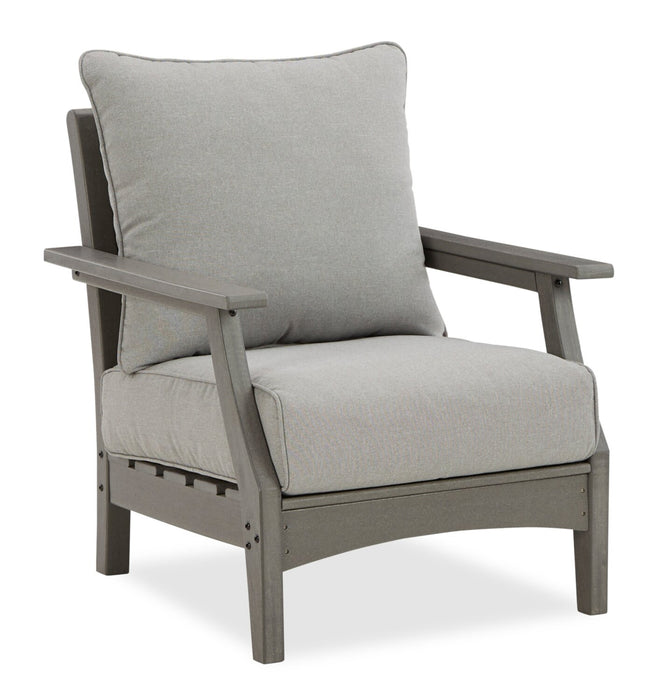 Cape Outdoor Patio Set of 2 Chairs - High Density Plastic & Nuvella Fabric , UV & Weather Resistant - Grey