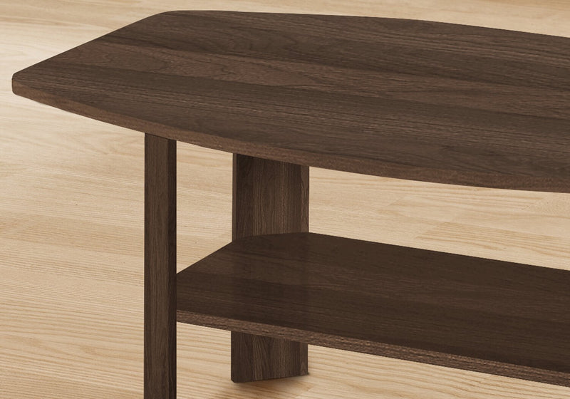 Everest 35.5\" Rustic 3-Pack Coffee + 2 End Tables with Shelf - Dark Walnut 
