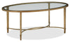 Copia 50\" Traditional Oval Glass Top Coffee Table - Silver and Gold with Metal Base