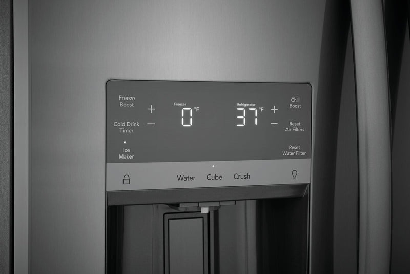 Frigidaire Gallery 36.1\" 22.3 Cu. Ft. Counter-Depth Side-by-Side Refrigerator - Smudge-Proof® Black Stainless Steel - GRSC2352AD