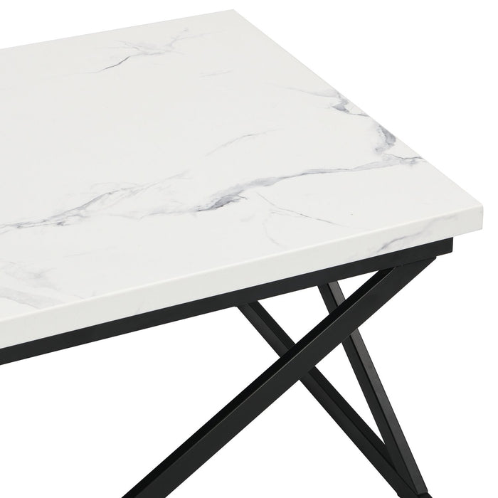 Verona 47.25\" Modern Coffee Table with Culture Marble Top - White Marble & Black