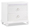Ava Bedside 2-Drawer Nightstand with LED Light, 32.5"W x 28"H, Glam - White | Table de nuit somptueuse Ava de 32,5 po (L) x 28 po (H) à 2 tiroirs avec éclairage à DEL - blanche