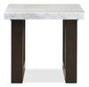 Silvia 22" Modern End Table - White and Grey Marble Look with Brown Wood Legs|Table de bout moderne Silvia de 22 po - imitation de marbre blanc et gris avec pattes en bois brun