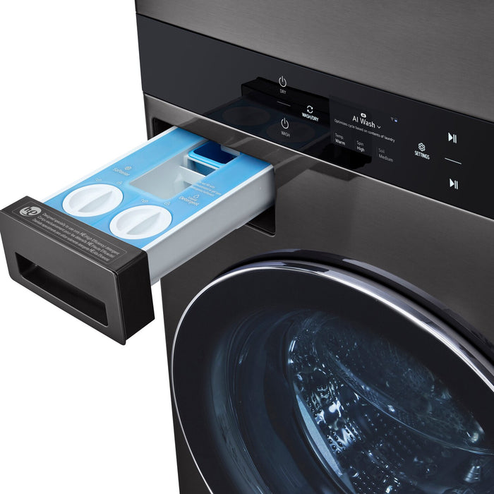 LG 5.8 Washer/7.4 Dryer Cu. Ft. Front-Load High-Efficiency Steam Washtower™ - Black Steel - WKEX300HBA