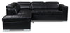 Drake 3-Piece Leather-Look Fabric Left-Facing Sleeper Sectional - Black 