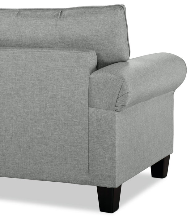 Made in Canada Tula 88\" Fabric Sofa with Rolled Arms and Accent Pillows - Mist Grey 