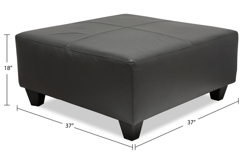 Made in Canada Addison 37\" Leather-Look Ottoman - Grey