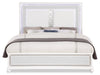 Ava Panel Bed with Headboard & Frame, LED, Glam, White - King Size | Lit à panneau Ava somptueux avec tête de lit, cadre de lit et éclairage à DEL, blanc - format très g…