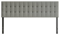 Ellis Upholstered Headboard in Grey Fabric, Button Tufted - King Size