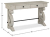 Bronwyn 50" Traditional Sofa Table with Storage - Alabaster Pine with Scroll Design Wood Base|Table de salon traditionnelle Bronwyn de 50 po avec rangement - pin albâtre avec base en bois à volutes