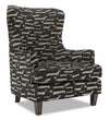 Made in Canada Sofa Lab Customizable Wingback 32\" Fabric Accent Chair - Peppercorn Multicolour