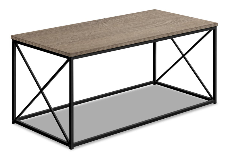 Millie 40.5\" Modern Coffee Table - Taupe with Black Metal Base