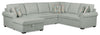 Scott Living Haven 3-Piece Left-Facing Chenille Fabric Sleeper Sectional with Storage Chaise - Seafoam Blue | Sofa-lit sectionnel de gauche Haven de Scott Living 3 pièces en tissu de chenille avec fauteuil long de rangement - bleu écume de mer