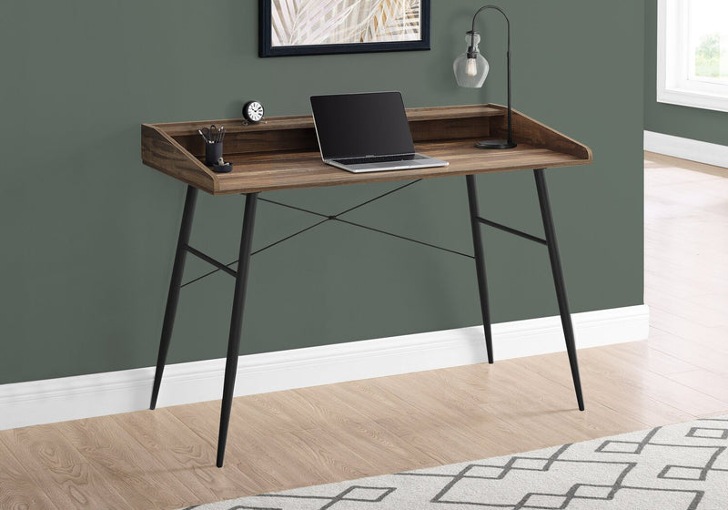 Jeremy 47.25\" Office Desk with Small Hutch - Brown