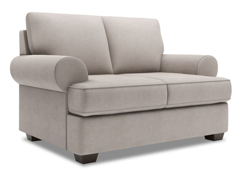 Made in Canada Customizable Sofa Lab Roll 64\" Linen-Look Fabric Loveseat with Rolled Arms - Pax Slate Grey