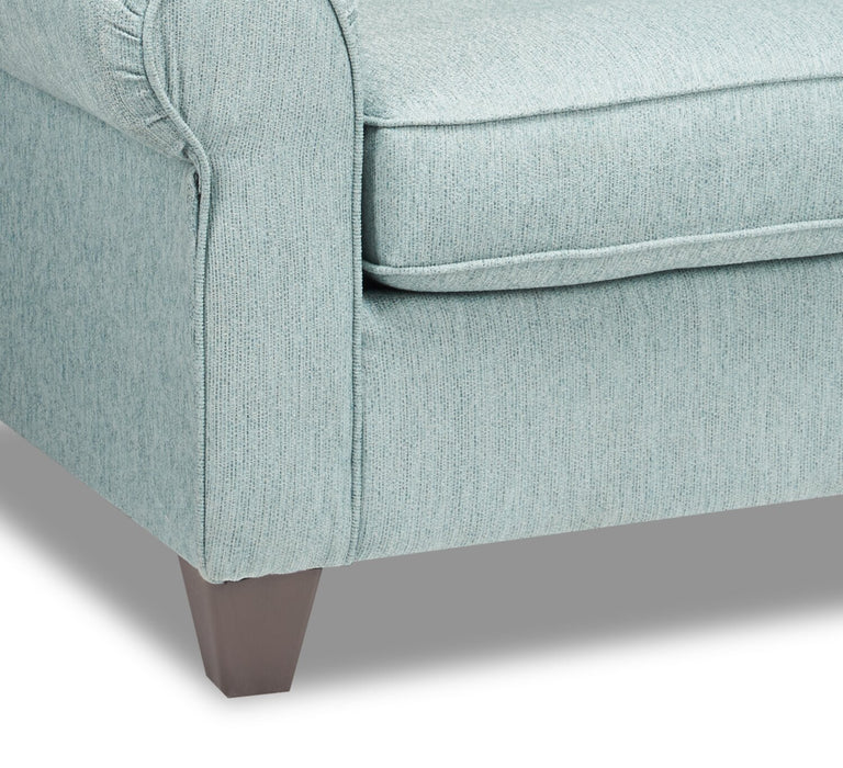 Made in Canada Scarlett 41.5\" Chenille Fabric Chair with Rolled Arms and Accent Pillow - Marine Blue