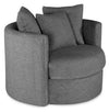 Made in Canada Midi 42\" Chenille Fabric Swivel Cuddler Accent Chair - Teddy Nightfall Grey