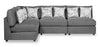 Scott Living Evolve Modular 4-Piece Linen-Look Fabric Sectional with Feather Down Cushions - Charcoal Grey | Sofa sectionnel modulaire Evolve de Scott Living 4 pièces en tissu d’apparence lin avec coussins en duvet et plumes - gris anthracite