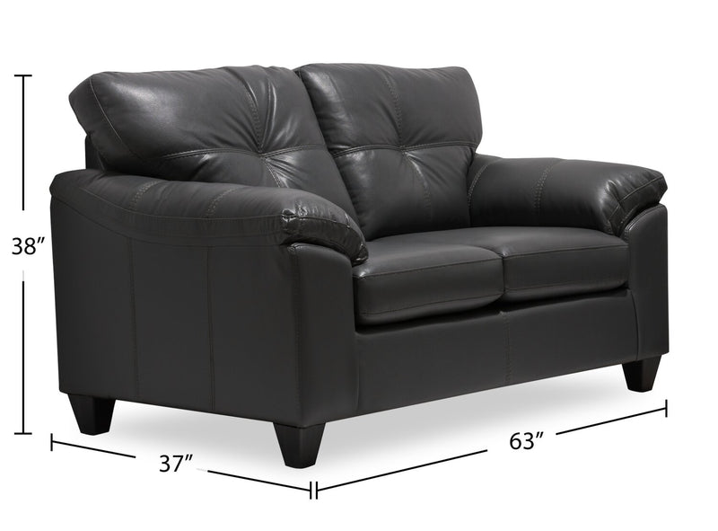 Made in Canada Addison 63\" Leather-Look Fabric Loveseat with Removable Seat Cushions and Tufting - Grey