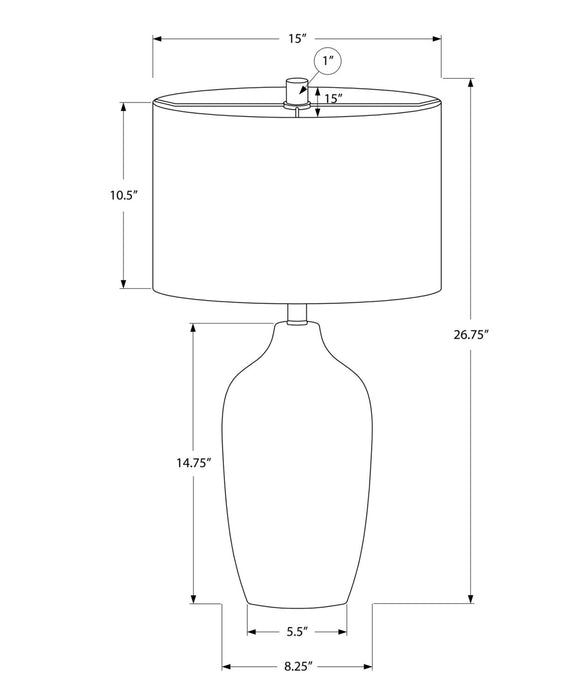 27\" Grey Ceramic Table Lamp with Beige Shade