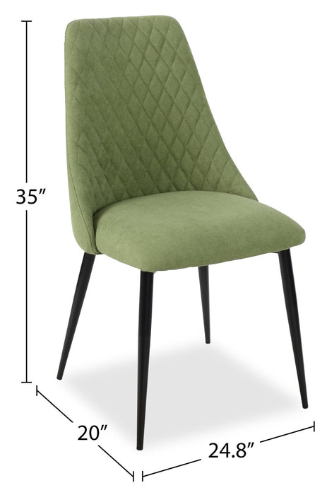 Miya Dining Chair with Polyester Fabric, Metal - Moss Green
