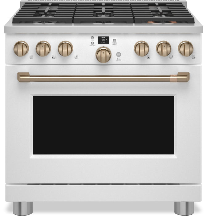 Cafe 5.7 Cu. Ft. Smart Dual Fuel Range with True European Convection and Self Clean Racks - Matte White - C2Y366P4TW2