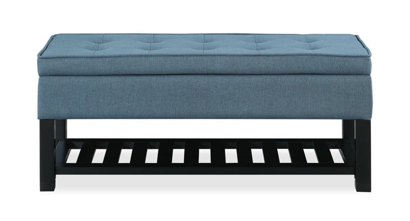 Ryan 43.5\" Storage Bench with Bottom Shelf - Blue