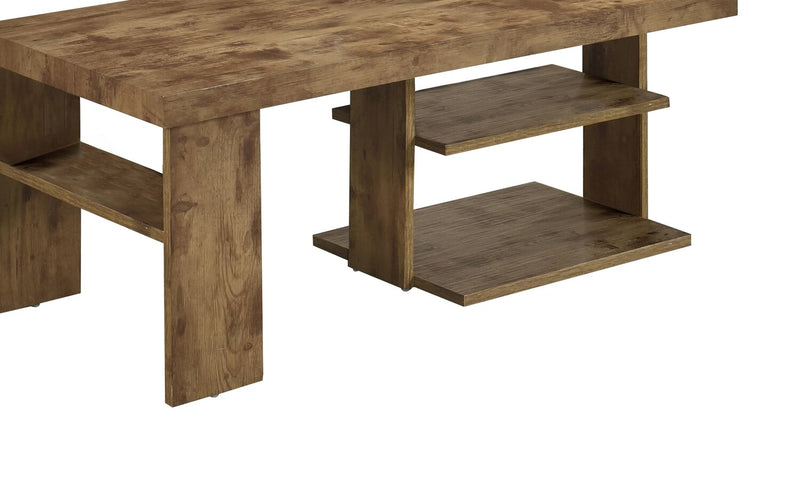 Devon 43.3\" Rustic Coffee Table with Shelf - Light Pine Finish Wood