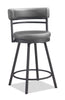 Mila Counter-Height Stool with Swivel Seat & Vegan Leather Fabric, 25"H, Metal - Grey | Tabouret 25 po bar Mila en tissu de cuir végétalien et en métal avec siège pivotant - gris