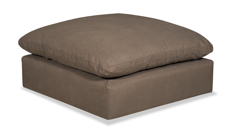 Eclipse Modular 4-Piece Linen-Look Fabric Sectional with Ottoman and Reversible Feather Down Cushions - Slate Grey