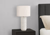 28" Cream Textured Resin Table Lamp with Ivory Shade|Lampe de table de 28 po en résine texturée crème avec abat-jour ivoire