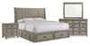 Levi 6pc Bedroom Set with Storage Bed, Dresser, Mirror & Nightstand, Wooden, Drift Grey - King Size | Ensemble de chambre à coucher Levi 6 pièces en bois avec lit de rangement, commode, miroir et table de nuit, gris bois de grève - format très grand lit