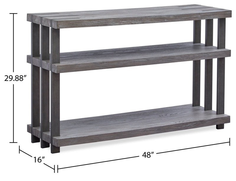 Eldridge 48\" Modern Sofa Table with Shelf - Weathered Grey with Metal and Wood