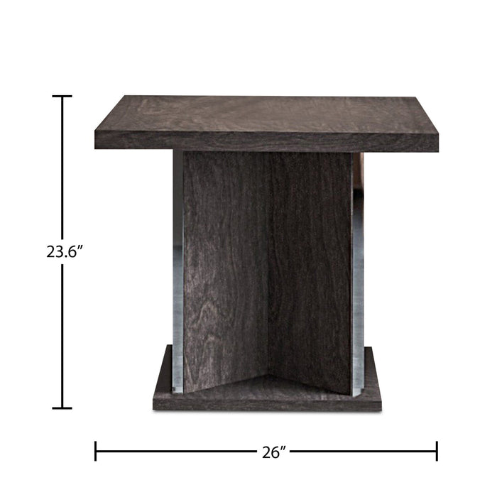 Mara 26\" Modern End Table - Dark Grey Wood with Lacquer Finish