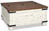 Benjy Coffee Table with Storage  - Rustic style Coffee Table in Distressed white natural pine