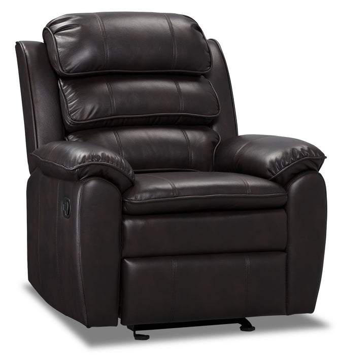 Adam 34.45\" Brown Leather-Look Fabric Glider Reclining Chair