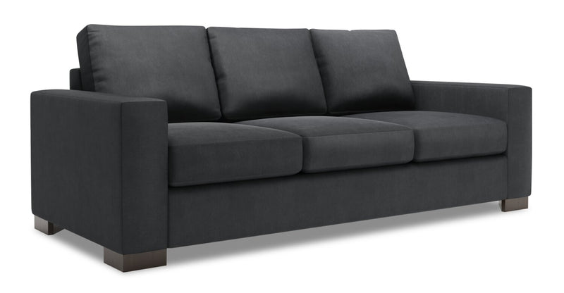 Made in Canada Customizable Sofa Lab Track 85\" Linen-Look Fabric Sofa Bed with Track Arms - Pax Pepper Grey