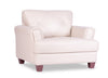 Chateau d'Ax Vita 44\" 100% Genuine Leather Chair with Diamond Pattern Stitching and Wood Legs - Smoke White