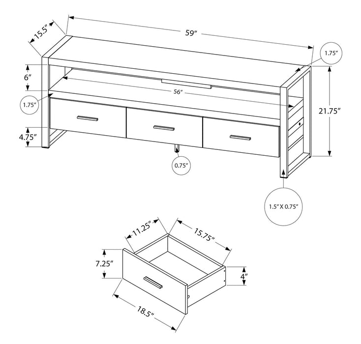 Asa 60\" Modern TV Stand with Storage and Cable Management for TVs up to 65\"- Brown