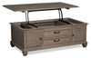 Lancaster 50\" Traditional Lift Top Coffee Table with Storage and Casters - Grey and Bronze Pine