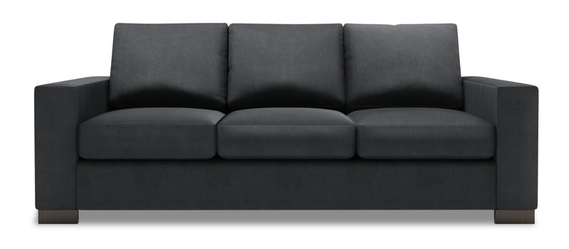 Made in Canada Customizable Sofa Lab Track 85\" Linen-Look Fabric Sofa with Track Arms - Pax Pepper Grey